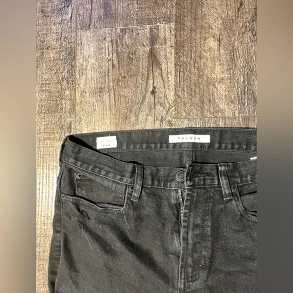 PacSun Black Stacked Skinny Denim Jeans Distressed | 32x32 - Picture 2 of 5